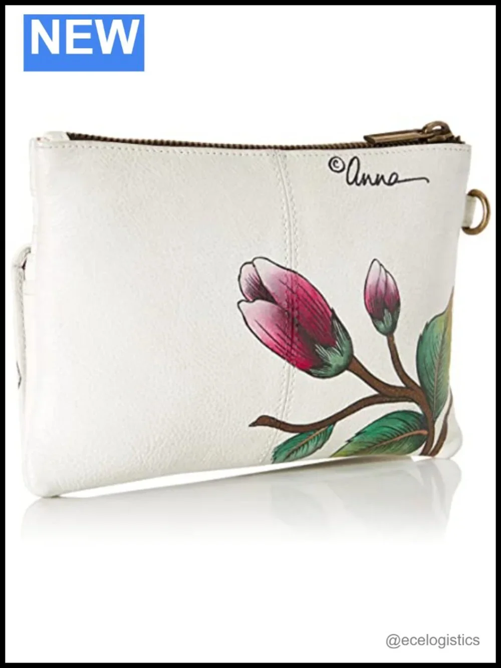 Hand-Painted Genuine Leather Wristlet Organizer Wallet with 11 Card Slots